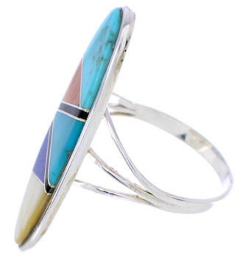Genuine Sterling Silver Multicolor Jewelry Ring Size 5-1/2 YX33831